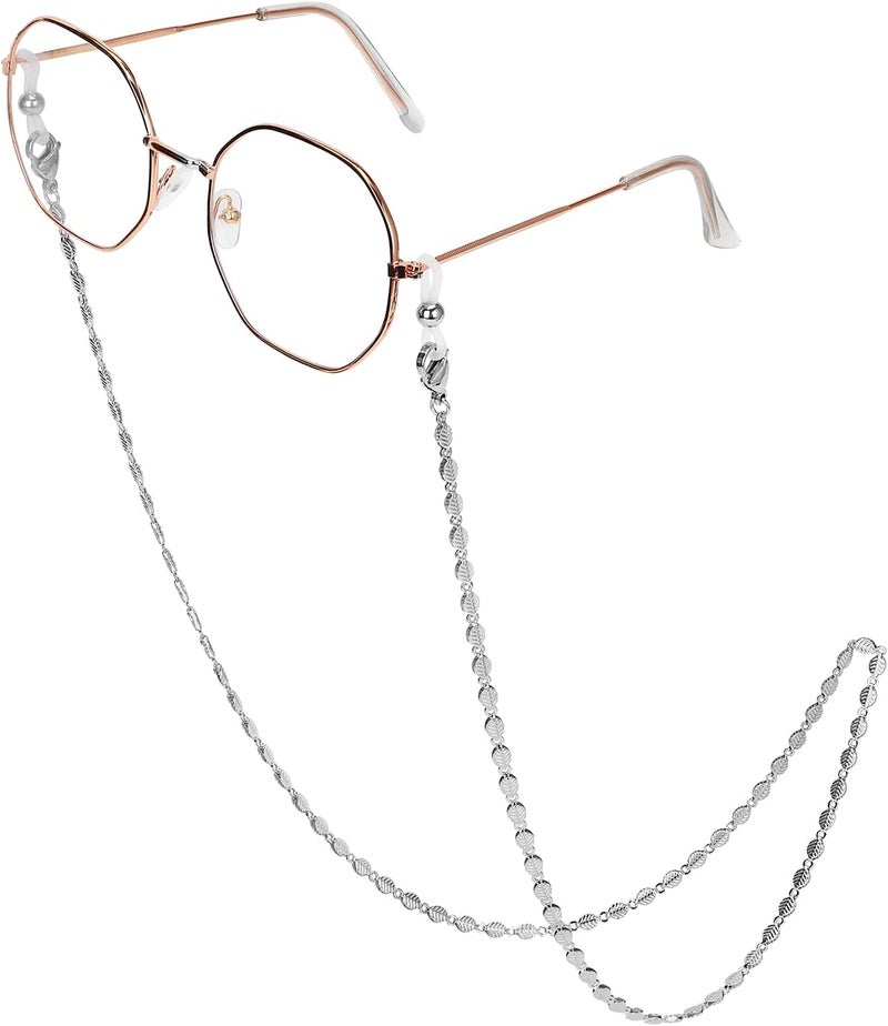 Hongeely Eyeglass Chain Silver Stainless Steel Handmade Necklace for Reading Glasses Sunglass Beaded Chains for Men Women - Image 1